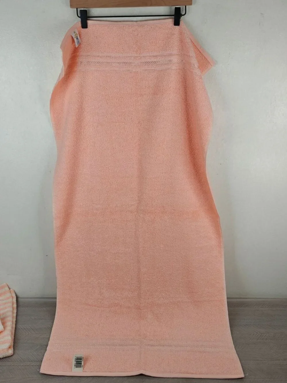NEW Vintage Cannon Royal Family Cotton 6 pc Towel Set Striped Solid Peach White